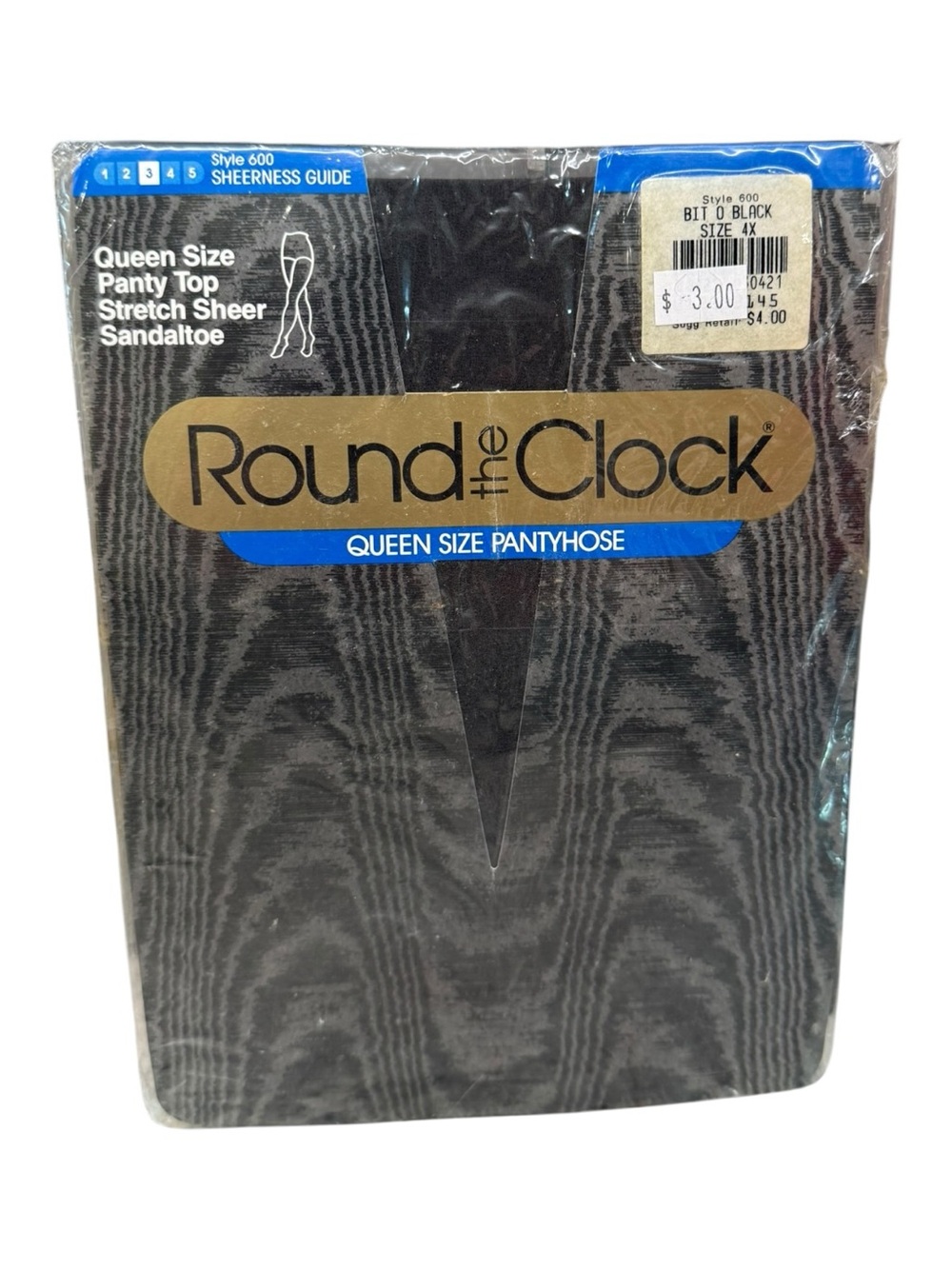Round The Clock Queen Size Panty Top Stretch Sheet Pantyhose Sz 4X Bit O Black